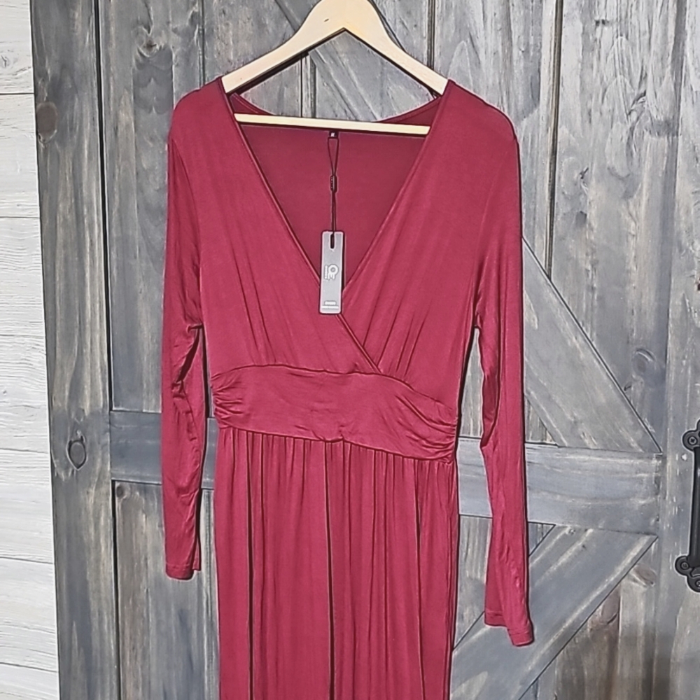 NWT OE Maternity Maxi Dress Wine Colored Size M